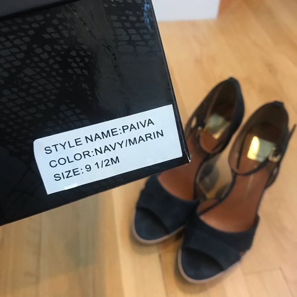 DOLCE VITA Paiva Navy Suede Wedge Heels - Picture 14 of 16
